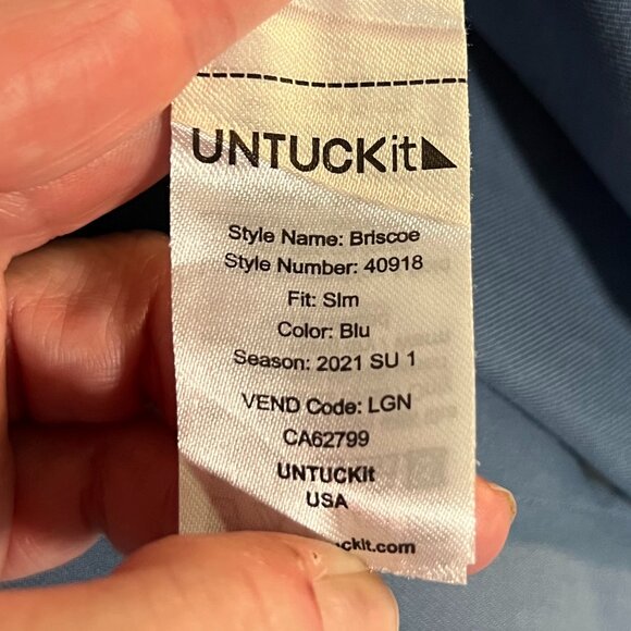 UNTUCKit Slim-Fit Denim-Blue 100% Cotton Short-Sleeve Button-Up SZ Med - Picture 3 of 5